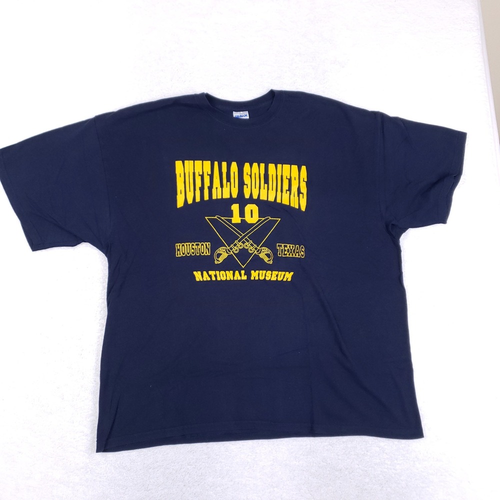 Gildan Buffalo Soldiers 10 Houston Texas National Museum T Shirt 2XL Navy Blue